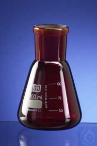 Erlenmeyer 50 ml, slijpstuk huls NS 14/23, bruin glas, Duran borosilicaatglas 3.3